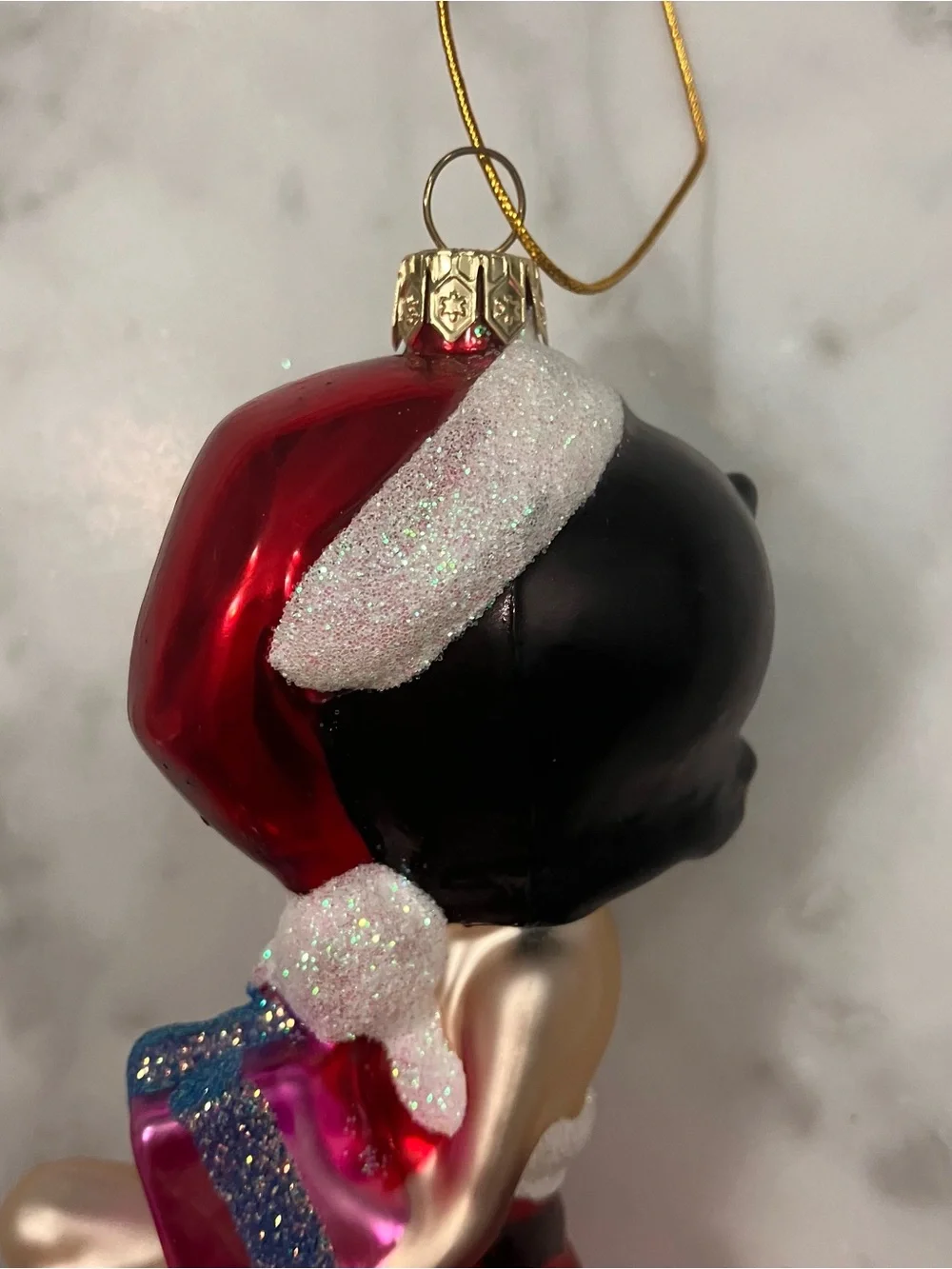 Betty Boop Santa Hat Hand crafted glass Christmas Ornament Kurt S. Adler in box